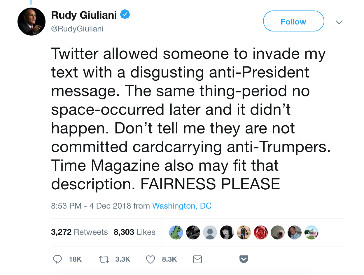 Tweet from Rudy Giuliani